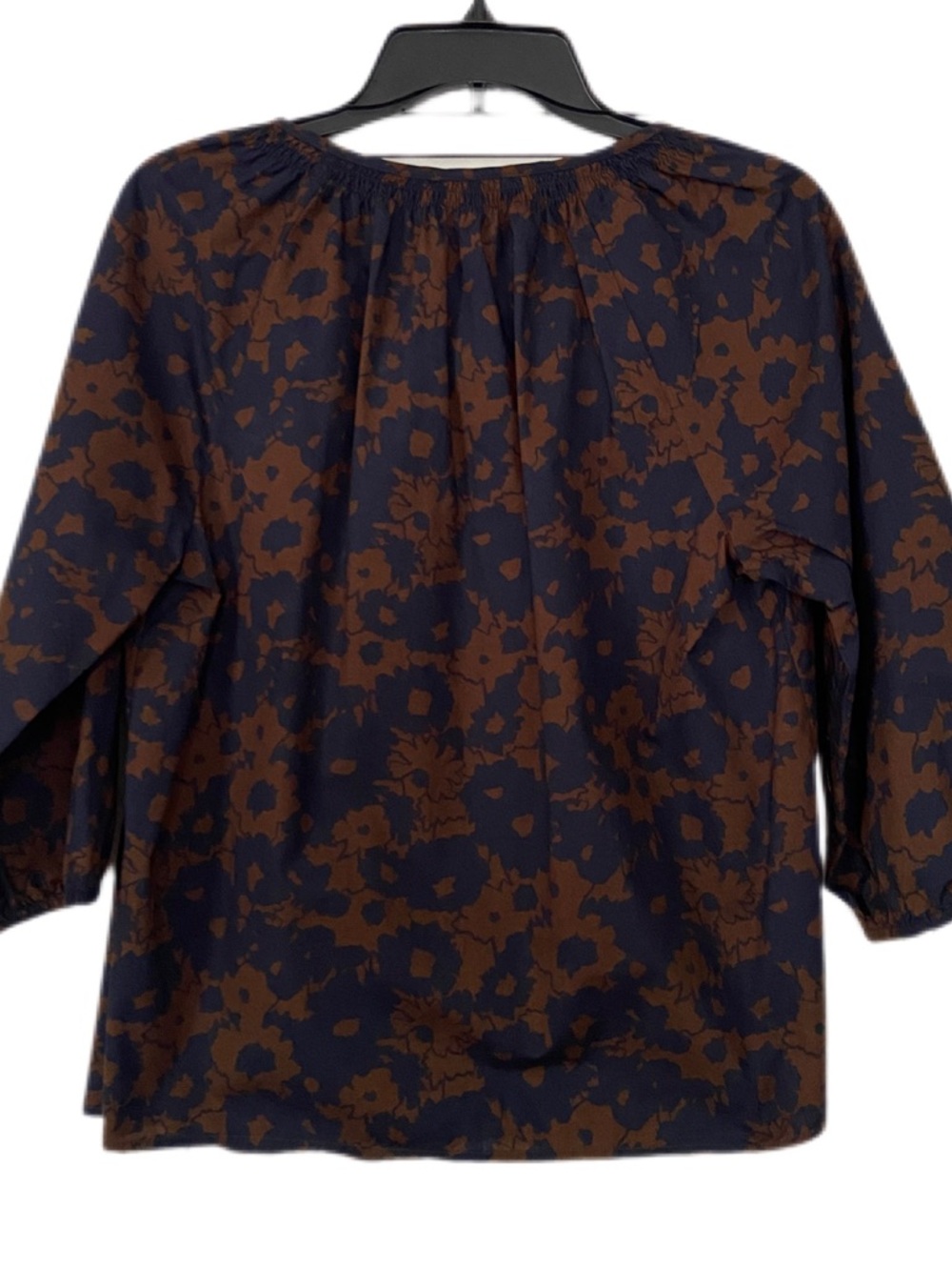 Time and Tru Navy and Brown Floral Boho Cottagecore Button-Down Blouse Size M - Picture 3 of 15